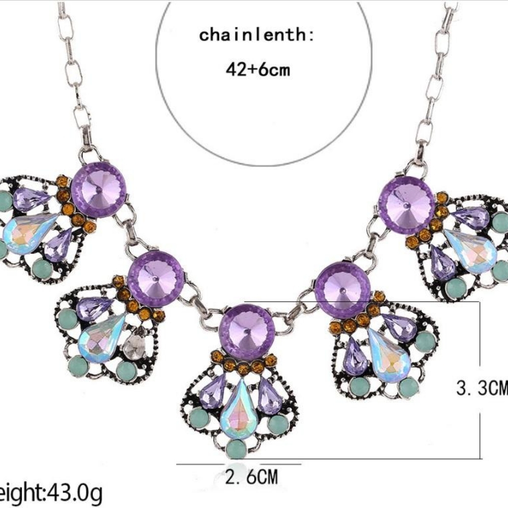 Rhinestone Crystal Bib Accent Necklace - Picture 8 of 8